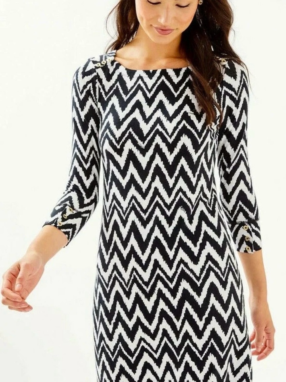 Lilly Pulitzer Sophie UPF 50 Onyx Get Your Chev On Solsafe Jersey Tunic Dress M